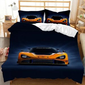 Parure De Lit Double Avec Housse De Couette Et Motif De Voiture De Course, Motif Flamme Rouge Ardente, Motif Voiture De Sport 3d, King Size, 2/3 Pieces, Housse De Couette En Polyester - Neuf