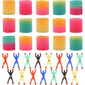 30 Pièces Piñata Jouets Set,15 Ressort Jouets et 15 Bonhomme Collant,Petit Cadeaux Anniversaire Enfant Jouet Piñata Extensible,Crawler Hommes,Amusement et Fournitures de Fête - Neuf