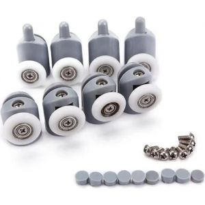 8x Galet ajustables Dual Rouleau Roulette Roue Porte Douche Salle de Bain 23mm - Neuf