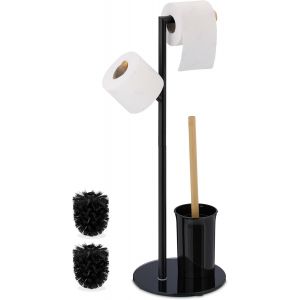 meimie-Serviteur Wc,Hxlxp : 64X27X22 Cm,Dérouleur Non Fixe,Brosse Avec Support,Acier Inoxydable,Noir - Neuf