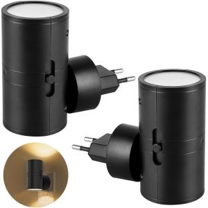 Veilleuse Led,Lot De 2 Veilleuse Prise Electrique Avec Capteur De Lumi&egrave;re Luminosit&eacute; R&eacute;glable 0-100lm,Veilleuse Enfant Plug And Play Lampe Nuit Pour Chambre Cuisine Escalier Salon Blanc Chaud - Neuf