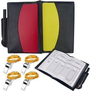 Acdsgd-Kit Arbitre De Football Avec Sifflet M&eacute;tal, Cartons Pvc Jaune Et Rouge, Crayon - Ensemble Pour Basketball Et Sport - Neuf