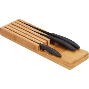 Eryi-Range Couteaux De Cuisine Bambou, Support Couteaux Pour 5 Couteaux, Bloc Tiroir, 3,5 X 11 X 39 Cm, Nature - Neuf