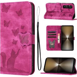 Kal-Housse Protection Pour Sony Xperia 1 Vi 5g 6.5 Pouces Matériau En Cuir Pu Coque Xperia 1 Vi Avec Fentes Pour Cartes Coque Sony Xperia 1 Vi Rose - Neuf