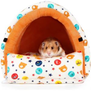 Lit Pour Hamster, Lapin, Cochon D'inde, Chaud Et Doux, Avec Coussin Amovible En Peluche, Maison D'hiver Pour Écureuil, Furet, Petit Lapin, Hérisson (26 X 24 X 23 Cm) - Neuf