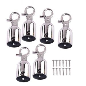 6Pcs Argent 28mm Corde Barrière Stopper Cordon Embouts Crochet De Suspension Robuste Avec Fermoir À Fermeture Automatique - Neuf