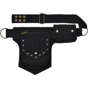 nzqaf-Sac Banane Femme en Coton, Sac de Ceinture Femme Renaissance, Pochette Banane Femme Vintage, Sac Ceinture Voyage à 4 Poche, Sac Ceintures Taille Ajustable, pour Téléphone Clé Sport, Noir - Neuf