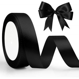 Ruban Noir Ruban Satin Noir 3/4inchx23m Ruban Noir Satin&eacute; Ruban Cadeau Fete Des Peres Rouleau De Ruban En Polyester Noir Scintillant Ruban Satinee Large Ruban Pour Emballage Cadeaux Bouquet Mariage - Neuf