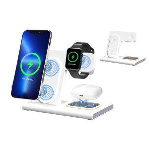 Station de charge sans fil 3 en 1 pour montre Samsung et iPhone - Blanche - Neuf