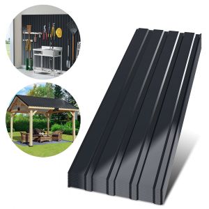 24x T&ocirc;les profil&eacute;es ondul&eacute;es rev&ecirc;tement mur toit abri de jardin,Gris,115cm x 45cm = 12m&sup2; - Neuf