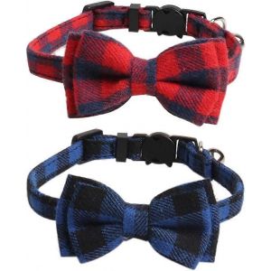 2pcs Collier De Chat Avec Fermoir De Sécurité Et Cloches,Réglable De 7,8 À 10,2 Pouces,Élastique De Collier De Chat - Neuf
