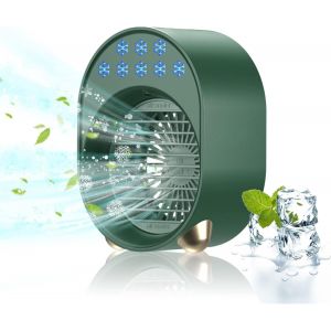 Vert Mini Climatiseur Portable, Silencieux Ventilateur de la Salle, au Calme, Climatiseur Mobile, USB Rechargeable Portable Climatiseur, Petit Humidificateur d'Air 3600mAh 4 en 1 [Cla - Neuf