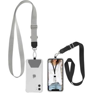 CHECARZHN--NO1-Lot De 2 Cordons Universels Pour Téléphone Portable, Cordon Tour De Cou Réglable Avec 2 Attaches Adhésives, Compatible Avec La Plupart Des Smartphones Dotés D'Une Coque À Couverture Co - Neuf