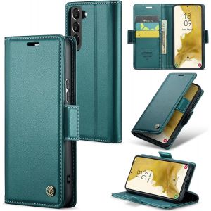 Maa-Coque Pour Samsung Galaxy S22 Plus, Étui Housse En Rfid Protection Premium Pu Cuir Portefeuille Rabat Case Magnétique Stand Antichoc, Étui Case Pour Samsung Galaxy S22 Plus, Bleu Vert - Neuf