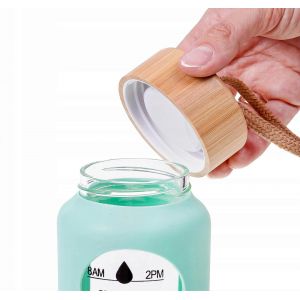 Bouteille d'eau en verre Pochette en silicone Mesure Motivation Shaker 1L - Neuf