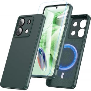 LORANKA-Magn&eacute;tique Coque pour Xiaomi Redmi Note 13 Pro 5G / Poco X6 5G avec Verre Tremp&eacute; [Protection Antichoc] Housse TPU Bumper Etui Arri&egrave;re Anti-Rayures Silicone Case (Vert) - Neuf