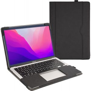 Coque Compatible avec MacBook Air 13 Pouces Retina 2021 2020 2019 2018 (M1 A2337/A2179/A1932), Étui Housse en Cuir Protection Livre Folio Housses pour Ordinateur Portable, Noir - Neuf