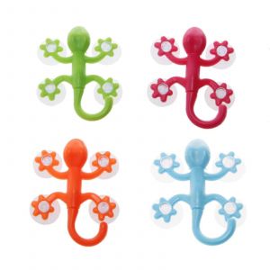 Gecko puissant en plastique quatre ventouses crochet cintre mural décoration salle de bain-bon - Neuf