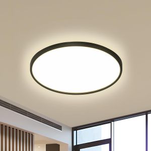 LIUX-Plafonnier Led,18W 2025Lm Lampe Salle De Bain Plafond Noir,Luminaire Plafonnier Rond Imperméable Ip40 Pour Cuisine Chambre À Coucher Salon Bureau Balcon,Blanc Neutre 4500K,Ø 23Cm - Neuf