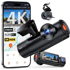 N4 Pro S 3 STARVIS 2 Dashcma Voiture 4K+ 1080P+ 1440P WiFi 5G WiFi PlatePix¿ Caméra embarquée Infrarouge GPS 360°HDR Mode Parking Tampon,Commande Vocale en français, LTE Optionel, Max 1To - Neuf