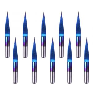 KAL-Fraise À Rainurer En V De 15 Degrés, 0,1 Mm En Carbure De Tungstène Avec Revêtement Bleu Nano Outil De Routeur Cnc Tige De 0,1 Mm Pour Travail Du Bois - Neuf