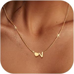 Kalanka-Collier Personnalisé Collier Initiale Collier Femme Or Coeur Collier Lettre Femme Or Acier Inoxydable Nom Collier Pendentif Lettre Coeur Collier Prenom Personnalisé Femmes Filles Cadeaux - Neuf