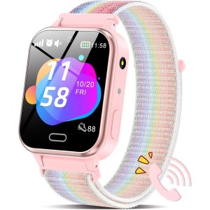 Montre Connectée Pour Enfant Contes De Fées,Montre Intelligente Pour Filles Et Garçons,Jeux De Puzzle Sos Lampe De Poche Réveil,Cadeau D'anniversaire Pour Enfants,Rose - Neuf