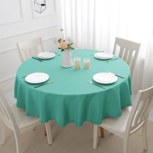 TIANYI-Nappe ronde d'extérieur - 140 cm - Bleu turquoise - Lavable et imperméable - Décoration pour anniversaire, fête, jardin, printemps, été, terrasse, balcon, mariage, Pâques - Neuf