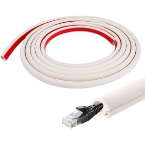 VornixorSarlshop-3M Goulotte Passe Cable, Auto-adh&eacute;sif Cache Cable TV Mural Demi-Rond en PVC Souple, Mini Goulottes de C&acirc;bles, Goulotte Electrique, Cache Cable Sol Flexible, pour Sol, Mural, TV, Bure - Neuf