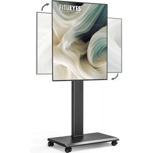 MEVRONISSHOP-Support TV roulettes en Fer 32-75 Pouces Rotation 90&deg;-Support TV Pied Pivotant 40&deg; et 7 R&eacute;glages en Hauteur jusqu'&agrave; 40 kg-Max VESA 600x400 mm - Neuf