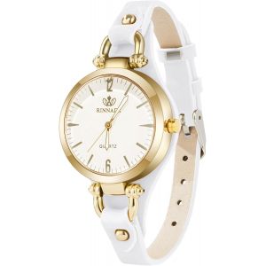 Kalanka-Montres Femme, Montre Bracelet En Cuir Fin Diamant &Eacute;l&eacute;gant, Montre &Agrave; Quartz Analogique Mode Design Cadran Avec Grands Chiffres Arabes Cadeaux Classiques Pour Femme - Neuf