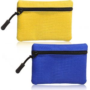 Kalanka-Lot De 2 Porte-Monnaie À Fermeture Éclair Pour Femme Et Homme, En Tissu Oxford, Petit Porte-Monnaie Pour Fille Et Garçon, Mini Pochette Portable Pour Pièces De Monnaie (Jaune + Bleu) - Neuf