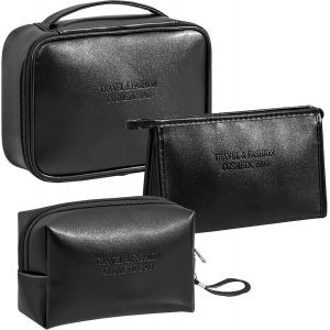 KALANKA-3 Pièces Trousse Maquillage Femme Trousse de Toilette Voyage Vanity Maquillage Makeup Bag de Voyage Portable Trousse a Maquillage Imperméable (Noir) - Neuf
