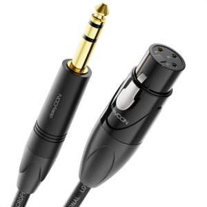3,0m C&acirc;ble XLR vers Prise Jack St&eacute;r&eacute;o 6,35mm-C&acirc;ble pour Microphone C&acirc;ble Adaptateur Audio AUX-Qualit&eacute; Studio-En Cuivre pur OFC (AWG24) Prise Femelle XLR vers Prise Jack 6,35mm - Neuf