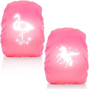 JGD-Lot de 2 cartables licorne,Protection contre la pluie,Flamant rose,Sac &agrave; dos,R&eacute;flecteur,Cartable,Step by Step by Step,Protection pour sac &agrave; dos,Ext&eacute;rieur,Camping randonn&eacute;e, Rose - Neuf