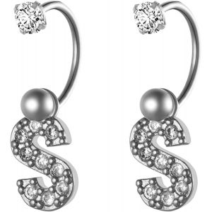 Kal-Boucles D'oreilles Pour Femme,Lettre Initiale De A &Agrave; Z,Boucles D'oreilles Pendantes Avec Nom Suspendu,26 Lettres De L'alphabet Majuscule,Pendentif Pircing Pour Femme,Argent, Acier Inoxydable - Neuf