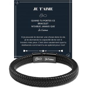 Eryi-Cadeau Homme Papa Bracelet En Cuir Idée Cadeau Saint Valentin Fête Des Pères Anniversaire Noël 30 40 50 60 Ans - Neuf