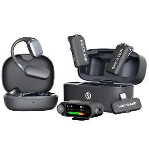 Microphone sans fil Hollyland Lark MAX 2 pour iPhone/Cam&eacute;ra/Android, r&eacute;duction du bruit AI, surveillance sans fil, audio &agrave; cha&icirc;ne compl&egrave;te 32 bits, code de temps combinaison ultime - Neuf