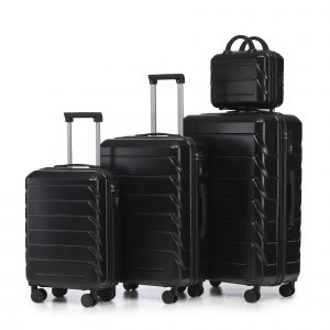 Ensemble de Bagages 2 Pi&egrave;ces (Valise Cabine 19" + Vanity Case 14") en ABS Rigide - 4 Roues Silencieuses 360&deg;, Serrure &agrave; Combinaison - Id&eacute;al pour Week-end et Voyage Cabine - Nior - Neuf