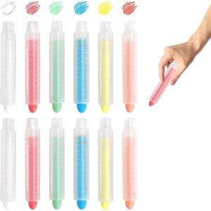 KALANKA-Sans Poussière Craie,Craie Sans Poussière pour Enfants,Craie Sans Poussières Craie,Craie Exterieur Enfant,Craie Non Poussière,Multicolore à Base D¿eau avec Porte Craie,12pcs (2) - Neuf
