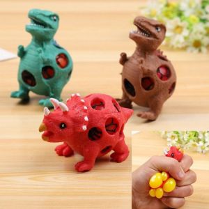 Lot de 3 balles d'exercice anti-stress multicolores, jouets Slime Prime pour enfants, balle anti-stress animal, jouets anti-TDAH, forme de dinosaure aléatoire - Neuf