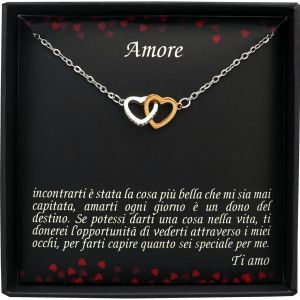 - Collier Personnalis&eacute; Pour Femme Avec Pendentif En C?urs Tress&eacute;s Contenant Un Message D'amour Pour Votre Moiti&eacute;, Votre Femme, Votre Partenaire. Cadeau Pour Anniversaire, No&euml;l, Saint Valentin - Neuf