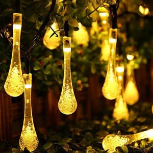 Guirlande Lumineuse Solaire &Agrave; 50 Led En Forme De Goutte D'eau, Pour La D&eacute;coration Int&eacute;rieure Et Ext&eacute;rieure, Longueur 7 M, Allumage/Extinction Automatique, &Eacute;tanch&eacute;it&eacute; Ip65 - Neuf