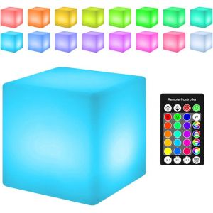 Kal-Lampe Cube, Veilleuse Portable, Lampe De Table Rechargeable Usb, Ip68 Étanche Dimmable 16 Couleurs Led Minuterie Lumière D'ambiance Avec Télécommande Pour Chambre, Camping, Restaurant - Neuf