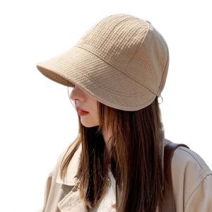 Chapeau De Soleil Pliable Pour Femmes,Chapeau De Pêcheur De Plage En Plein Air D'été,Casquette De Protection Uv Réglable Pour Randonnée,Casquettes Seau À Large Bord - Type Khaki - Neuf