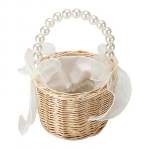 C&eacute;r&eacute;monie De Mariage Bague Oreiller Panier De Fleurs Portable Jute Bowknot Vintage Mariage Panier - Neuf