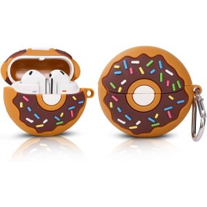 LORANKA-Housse pour Samsung Galaxy Buds 3 et pour Galaxy Buds 3 Pro avec &eacute;tui &agrave; crochet, en silicone, r&eacute;sistant aux chocs, avec design &agrave; motif cartoon, pour homme, femme, adolescent (Donut) - Neuf