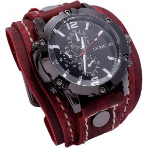 Eryi-Punk Vintage Hommes Montre-Bracelet Homme Montre Bracelets Large Bracelet En Confortable Bande De Montre Pour Hommes Homme Père - Neuf