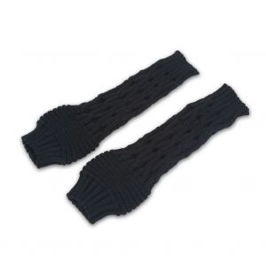 Gants Longs Tricotes En Acrylique Pour Femme, Sans Doigts, Avec Trou Pour Le Pouce, Chauds, Pour L'hiver Et L'automne, Noirs - Neuf