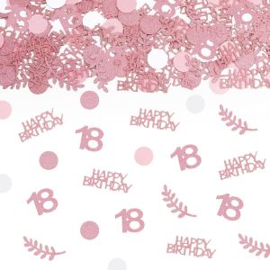 Confettis Anniversaire 18 - Décorations de Table pour le 18e Anniversaire - Confettis de 18 Ans pour Hommes et Femmes - Décoration de Confettis pour Anniversaire, Mariage, Fête (Or Rose) - Neuf